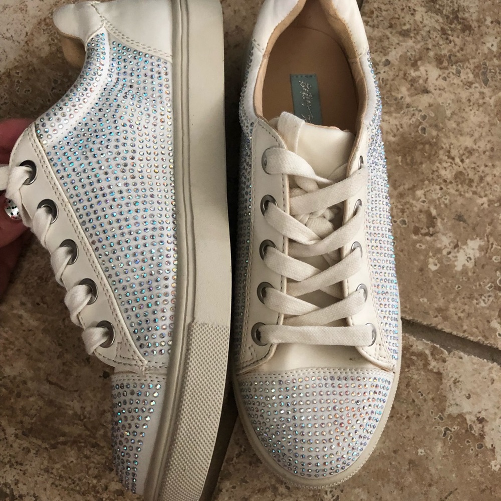 Betsey Johnson glitter crystal sneakers